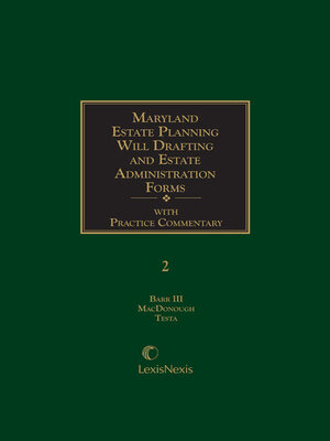 cover image of Maryland Estate Planning Will Drafting and Estate Administration Forms